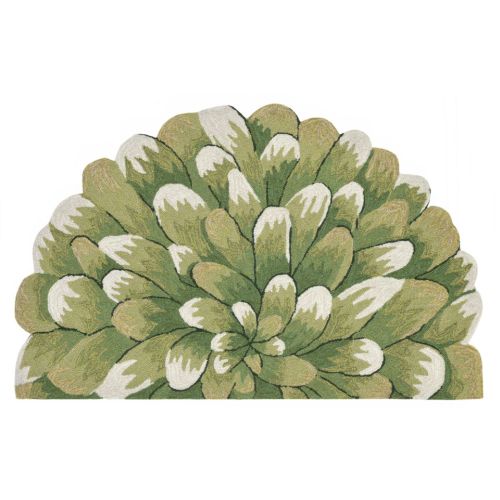 Liora Manne Frontporch Mum Indoor/Outdoor Rug - Green, 30" By 48" 1/2 Rd