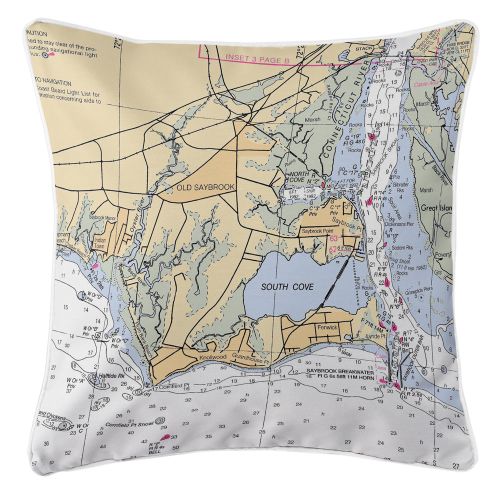 Island Girl CT Old Saybrook CT Nautical Chart Pillow