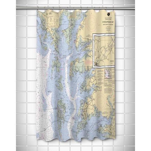 Md-Va: Chesapeake Bay, Md-Va Nautical Chart Shower Curtain