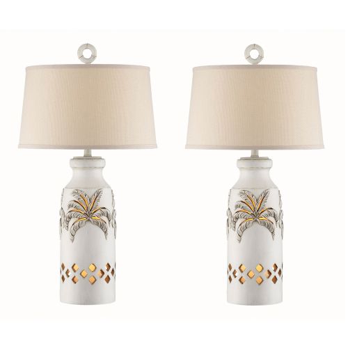 Antique White Palm Tree Night Light Table Lamp, Premium