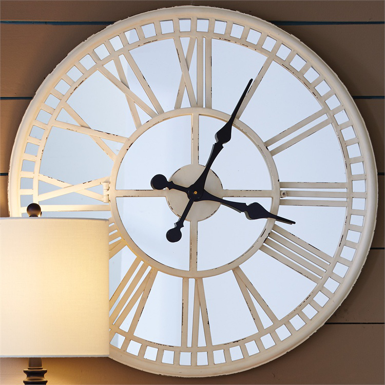 Mirror Wall Mounted Clock, Cream