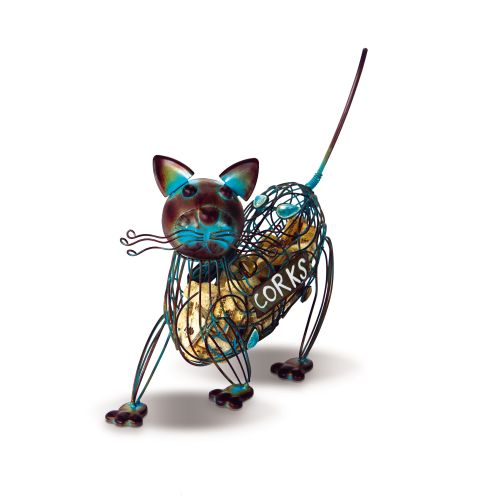 Metal Cat Wine Cork Caddy