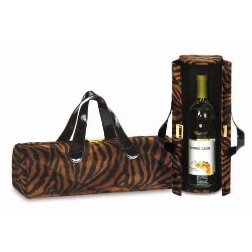 Faux Fur Carlotta Clutch Wine Bottle Clutch, Brown Tiger