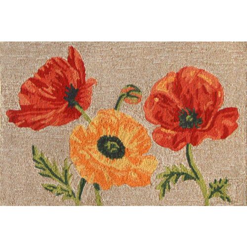 Liora Manne Ravella Icelandic Poppies Indoor/Outdoor Rug - Natural, 24" By 36"