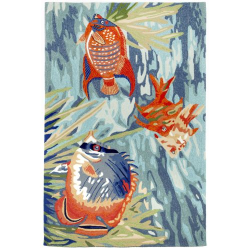 Liora Manne Ravella Tropical Fish Indoor/Outdoor Rug - Blue, 8' By 8'