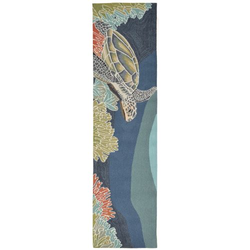 Liora Manne Ravella Akumal Indoor/Outdoor Rug - Blue, 24" By 8'