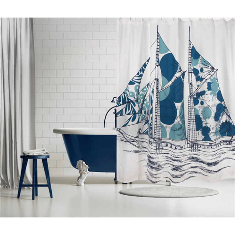 Dazzle Ship Shower Curtain, Sailing Ship Shower Curtain