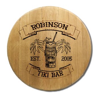 Tiki Bar Barrel Head Sign Personalized