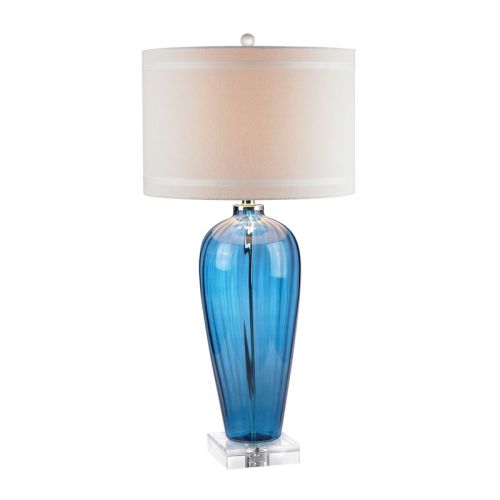 Blue Glass Table Lamp With Crystal Base, Blue Glass Table Lamp Base