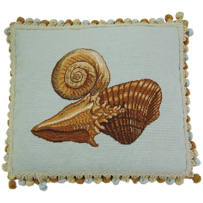 Mixed Shell Needlepoint Pillow