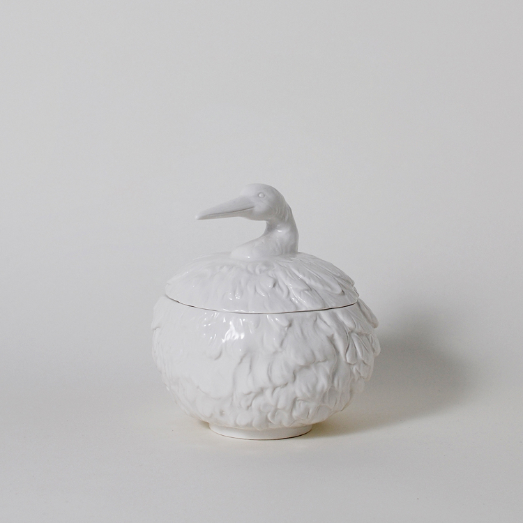 Feathered Nest Heron Ceramic Canister
