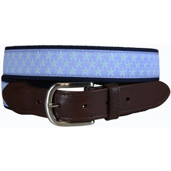 Starfish (Periwinkle) Leather Tab Belt