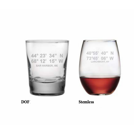 Latitude Longitude Glasses (Set Of 4)