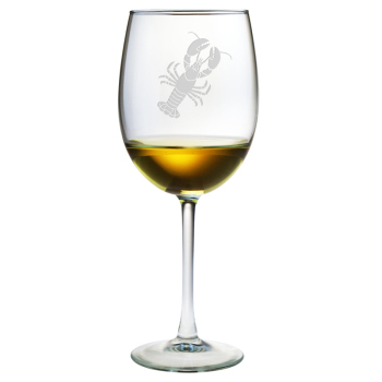 Lobster Etched Stemmed Wine Or Champagne Flute Glasses
