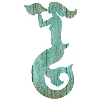 Mermaid Silhouette Facing Left Wall Art - Aqua