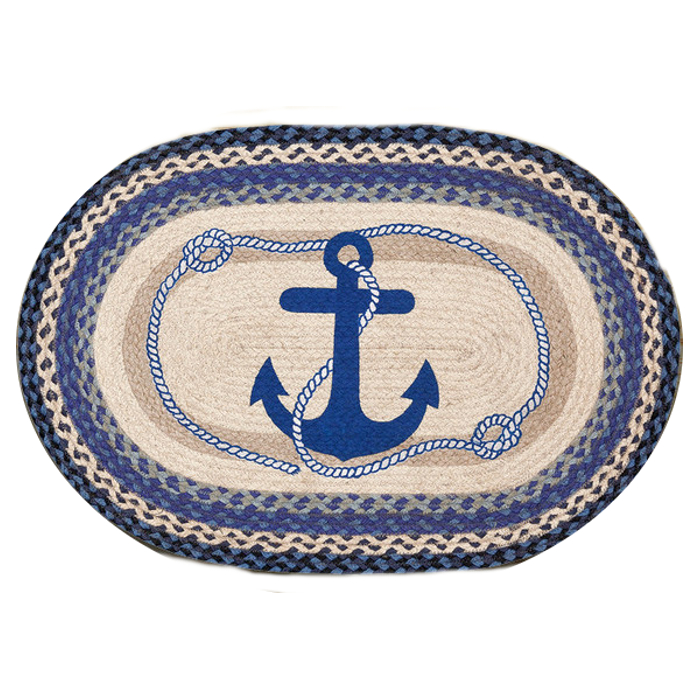 Navy Anchor Stars Oval Patch Rug