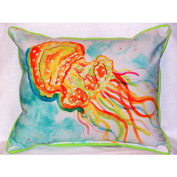 Orange Jelly Fish Large Indoor Outdoor Pillow