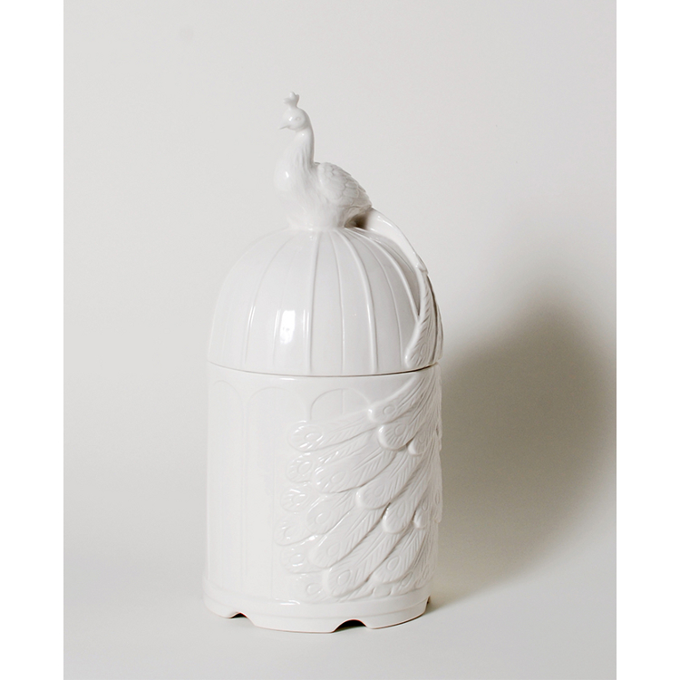 Feathered Peacock Ceramic Canister