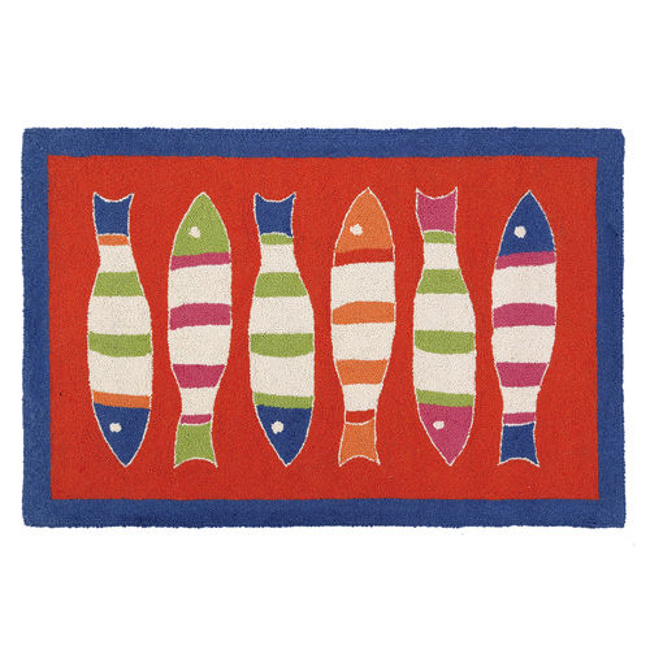 Picket Fish Orange Hook Rug