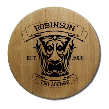 Tiki Lounge Barrel Head Sign Personalized