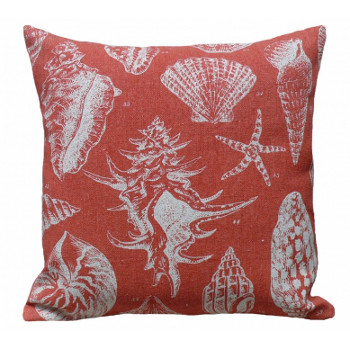 Seashell Red Linen Pillow