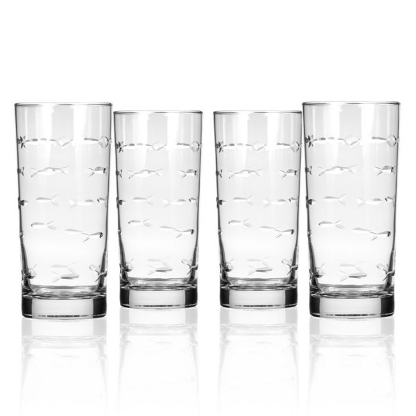 School of Fish Cooler Glass (15oz) Set of 4