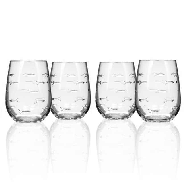 School Of Fish Stemless (Set Of 4)
