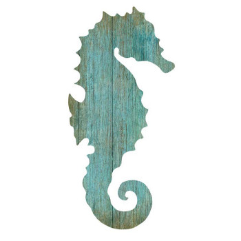 Seahorse Silhouette Facing Right Wall Art - Aqua