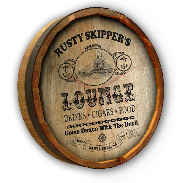 Seaside Lounge Quarter Barrel Wall Sign Personalized