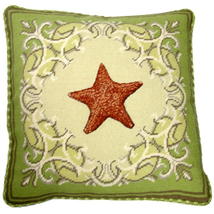 Seastar Needlepoint Pillow