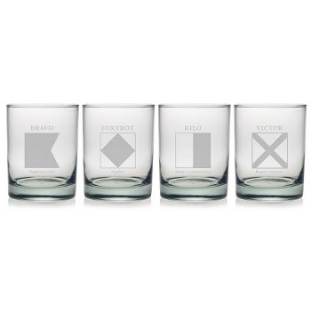 Signal Flag Dor Glass  Set Of 4