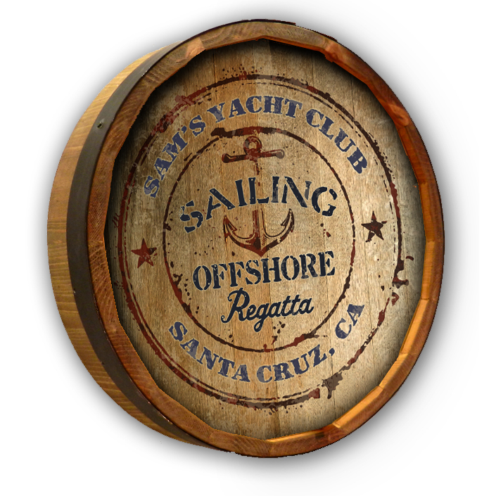 Yacht Club Quarter Barrel Wall Sign Personalized