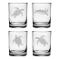 Sea Turtles Assortment Etched On The Rocks Glass (set of 4)