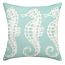 Seahorses Aqua Linen Pillow