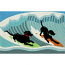 Liora Manne Frontporch Surfing Dogs Indoor/Outdoor Rug - Blue, 24" By 36"