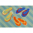 Liora Manne Frontporch Flip Flops Indoor/Outdoor Rug - Blue, 30" By 48"