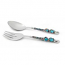 Blue Glass Beaded Salad Server Set