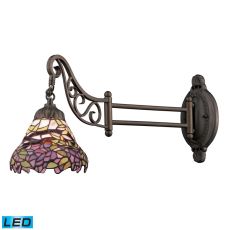 Mix-N-Match 1 Light Led Swingarm In Tiffany Bronze And Multicolor Glass