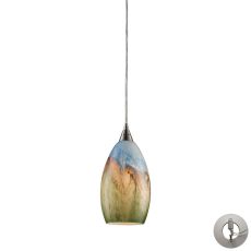 Geologic 1 Light Pendant In Satin Nickel And Multicolor Glass - Includes Recessed Lighting Kit