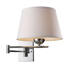 Lanza 1 Light Swing Arm Sconce In Polished Chrome With Off-White Shade
