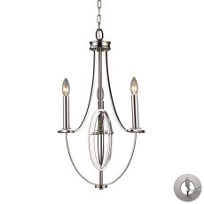 Dione 3 Light Chandelier In Polished Nickel - Includes Recessed Lighting Kit