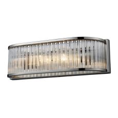 Braxton 2 Light Vanity In Polished Nickel And Ribbed Glass Rods