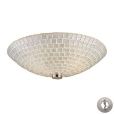 Fusion 2 Light Semi Flush In Satin Nickel And Silver Mosaic Glass - Includes Recessed Lighting Kit