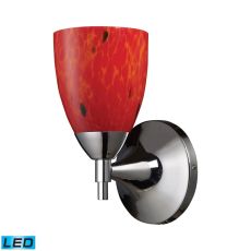 Celina 1 Light Led Sconce In Polished Chrome And Fire Red