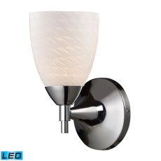 Celina 1 Light Led Sconce In Polished Chrome And White Swirl Glass