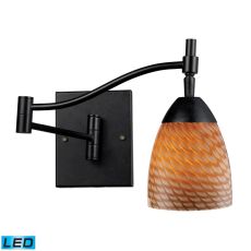 Celina 1 Light Led Swingarm Sconce In Dark Rust And Cocoa Glass