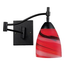Celina 1 Light Swingarm Sconce In Dark Rust And Candy Glass