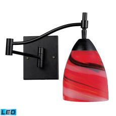 Celina 1 Light Swingarm Led Sconce In Dark Rust And Candy Glass