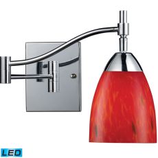 Celina 1 Light Led Swingarm Sconce In Polished Chrome And Fire Red
