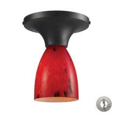Celina 1 Light Semi Flush In Dark Rust And Fire Red - Includes Recessed Lighting Kit